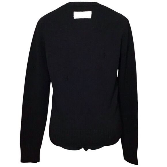 Re/Done Women Black Distressed Crew Neck Sweater Size Small - Picture 2 of 15